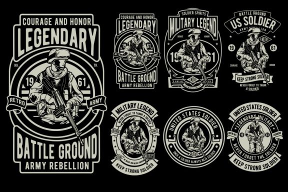 6 Soldier Badge Design Set 