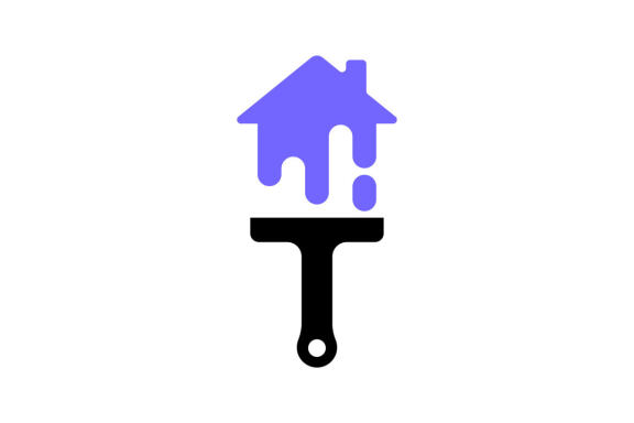 Home paint brush flat logo design vector isolated