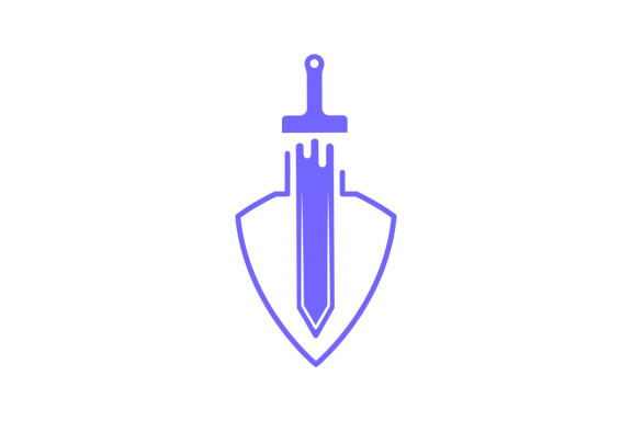 sword paint brush flat logo design vector isolated