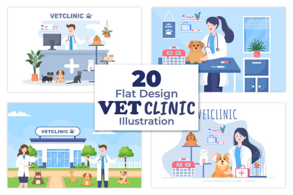 20 Veterinary Clinic for Pets Illustration