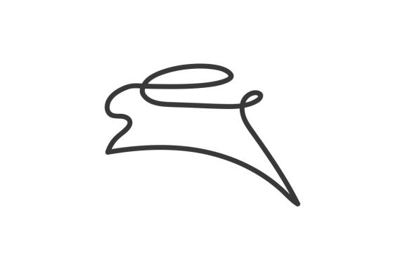 Rabbit or bunny jumping line art logo design vector isolated