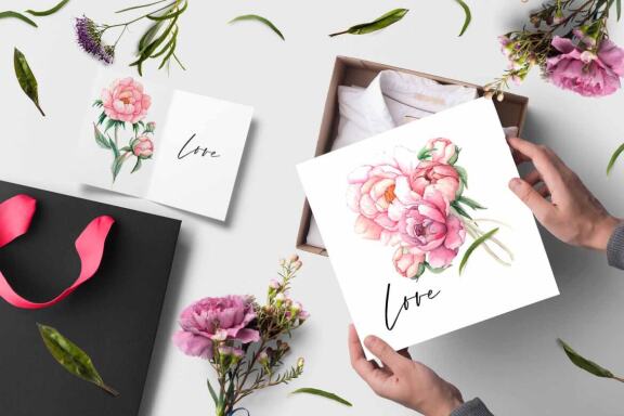 Watercolor Pink Peonies border Clipart