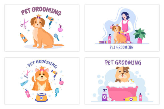 20 Pet Grooming for Dogs and Cats Illustration