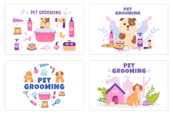 20 Pet Grooming for Dogs and Cats Illustration
