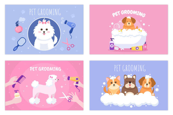 20 Pet Grooming for Dogs and Cats Illustration