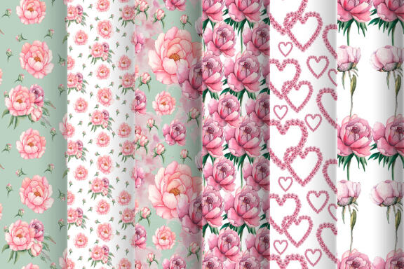Pink peonies, seamless texture. 12 flower pattern