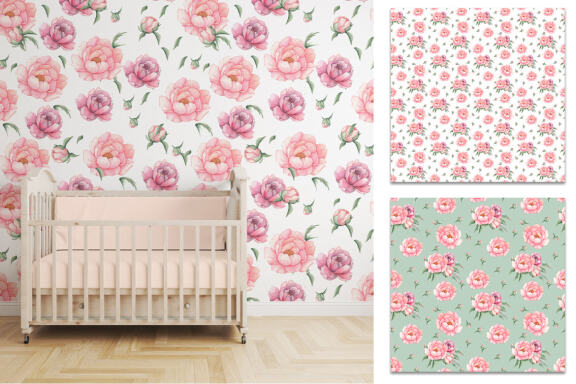 Pink peonies, seamless texture. 12 flower pattern