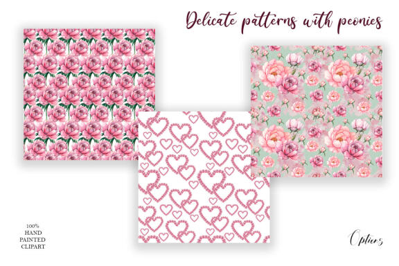 Pink peonies, seamless texture. 12 flower pattern