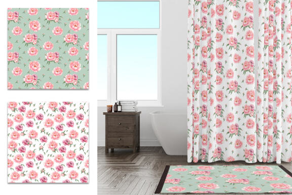 Pink peonies, seamless texture. 12 flower pattern