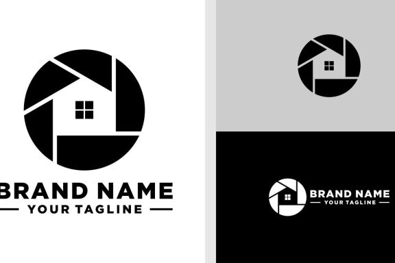 LETTER O LOGO HOME NEGATIVE SPACE EDITABLE
