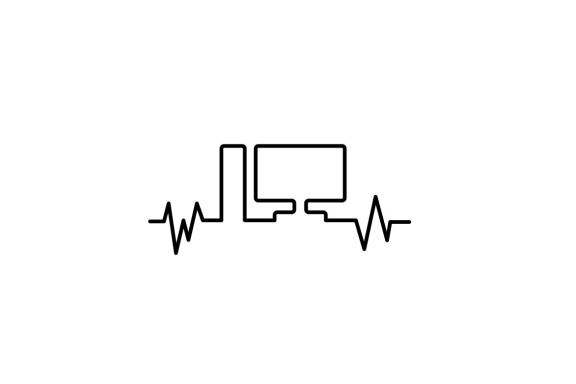 Line Monitor Pulse vector logo design isolated