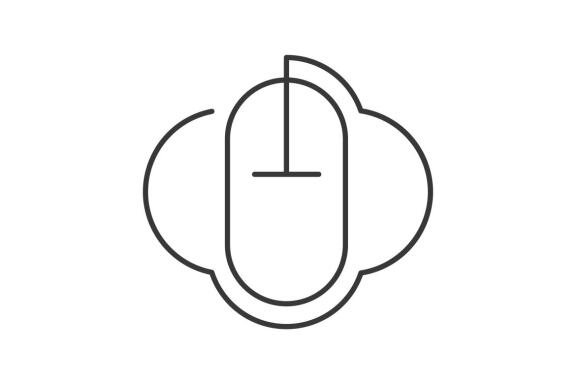 cloud mouse line vector logo minimal design isolated