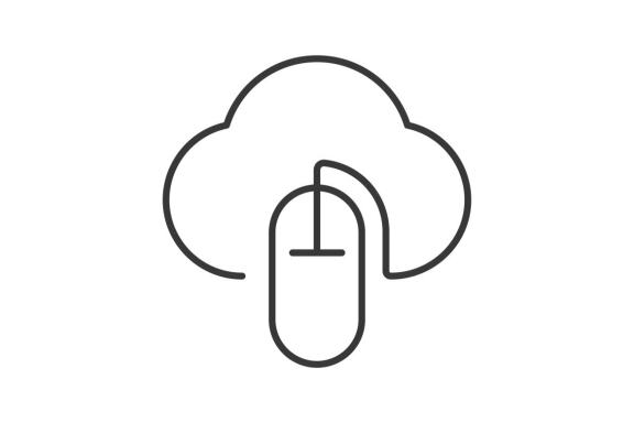 cloud mouse line vector logo minimal design isolated