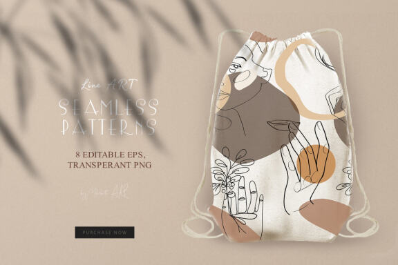 Line art seamless collection