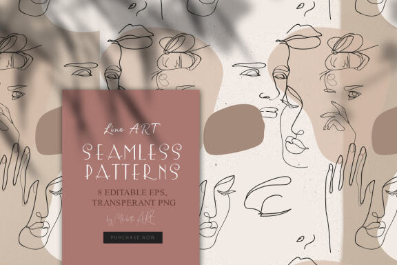 Line art seamless collection