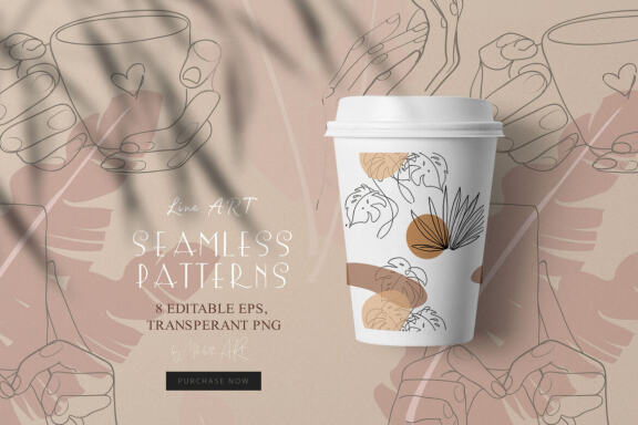 Line art seamless collection