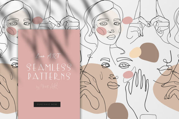 Line art seamless collection