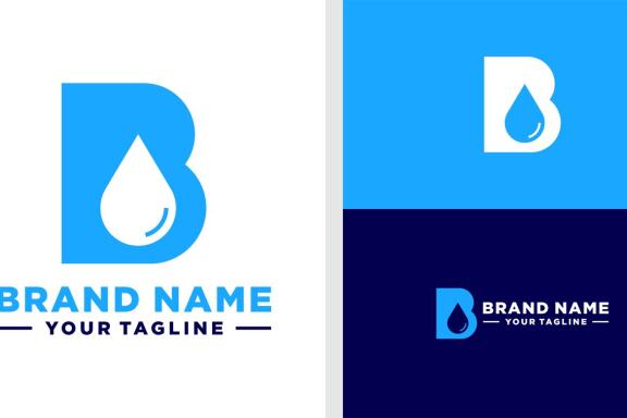 LETTER B LOGO DROPLET WATER NEGATIVE SPACE EDITABLE