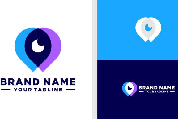 PIN LOGO EYES NEGATIVE SPACE MODERN EDITABLE