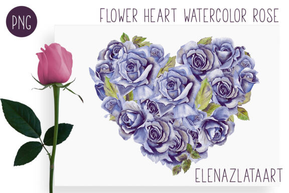  Valentines Day Heart watercolor  flower clipart