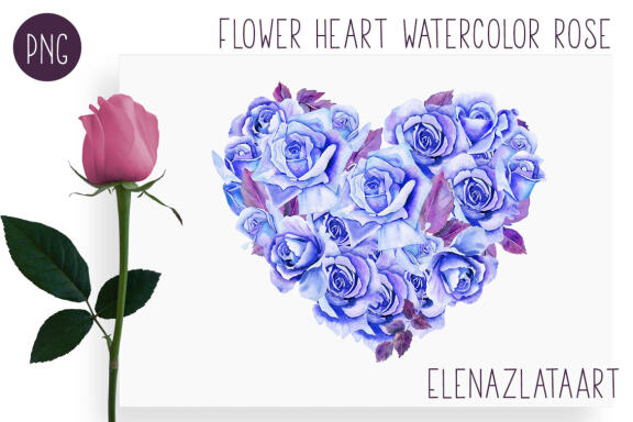  Valentines Day Heart watercolor  flower clipart