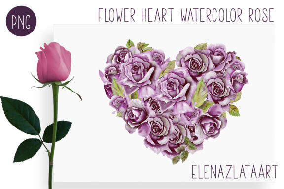  Valentines Day Heart watercolor  flower clipart