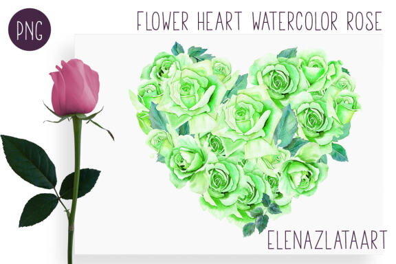  Valentines Day Heart watercolor  flower clipart