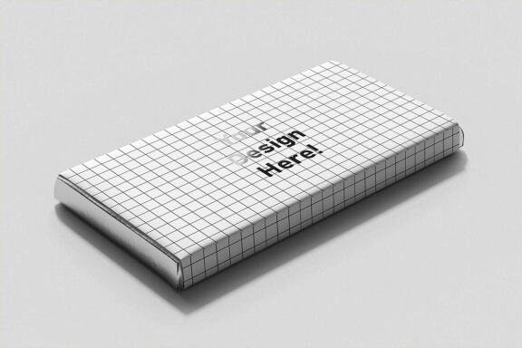 Chocolate Candy Bar Packaging (120g) Mockup - Perspective