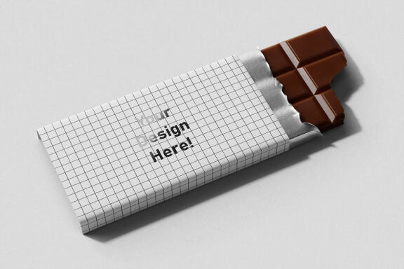Chocolate Candy Bar Packaging (120g) Mockup - Opened