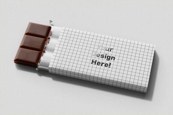 Chocolate Candy Bar Packaging (120g) Mockup - Opened