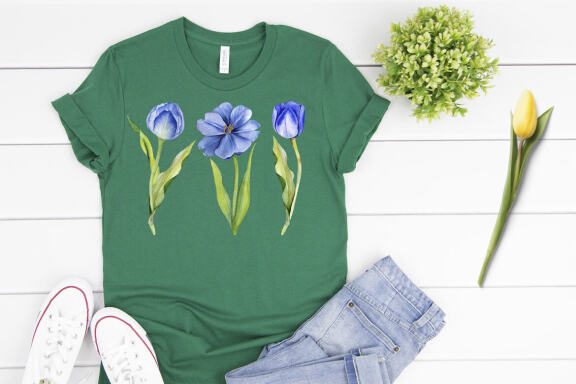 Watercolor Tulips Clipart. Botanical clipart