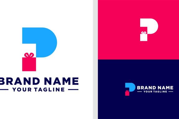 LETTER P LOGO PRESENT NEGATIVE SPACE EDITABLE