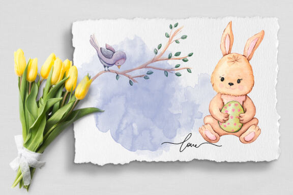 Easter watercolor clipart, spring clipart, tree png easter
