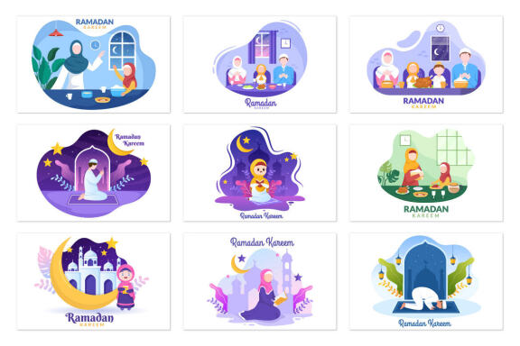 40 Ramadan Kareem Holiday Islamic Illustration