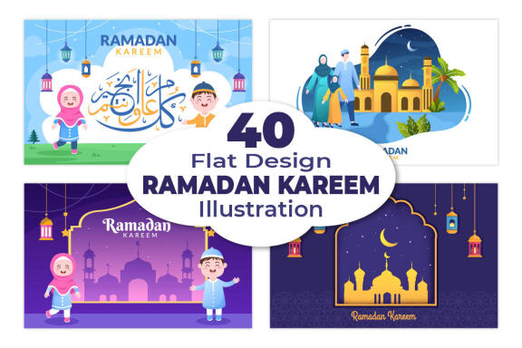 40 Ramadan Kareem Holiday Islamic Illustration