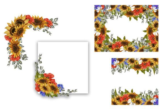 Sunflower Watercolor Clipart. Summer.  Boho flower