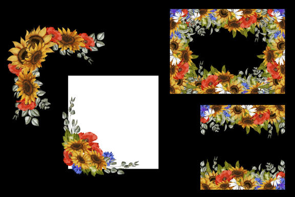 Sunflower Watercolor Clipart. Summer.  Boho flower