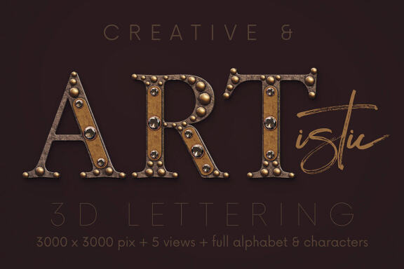 Vintage Jewelry 3D Alphabet