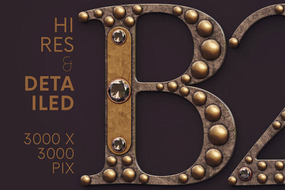 Vintage Jewelry 3D Alphabet