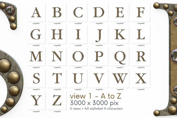 Vintage Jewelry 3D Alphabet