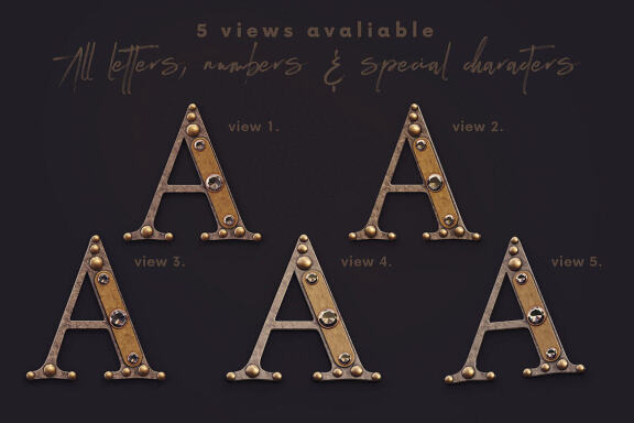 Vintage Jewelry 3D Alphabet