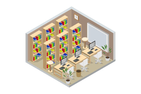 Isometric library room