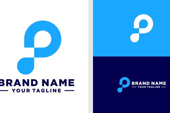 LETTER P LOGO WATER NEGATIVE SPACE EDITABLE