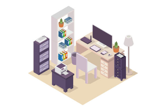 Isometric office desk