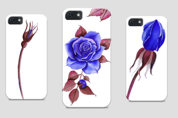 Watercolor Flowers Clipart Blue Roses