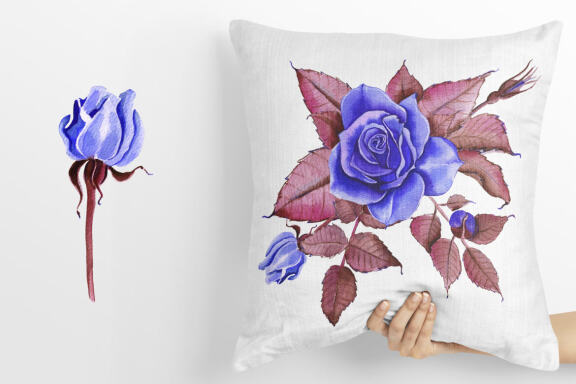 Watercolor Flowers Clipart Blue Roses