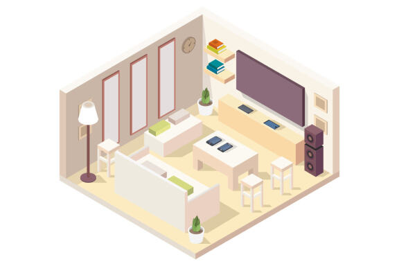Isometric lounge room