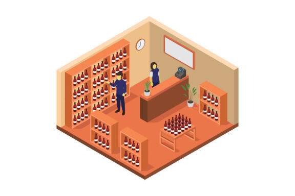 Isometric wine market