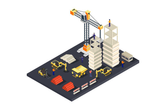 Building under construction isometric