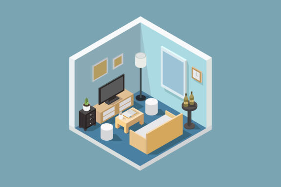 Isometric lounge room